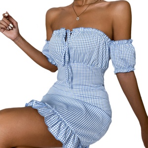 2022 на заказ, оптовая продажа, Новое Женское платье мини в клетку с вырезами - Product Image 2