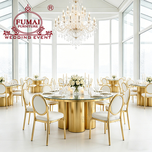 Mesas y sillas de vidrio negro para invitados VIP, mesa de cóctel de boda con soporte de galvanoplastia dorada - Product Image 2