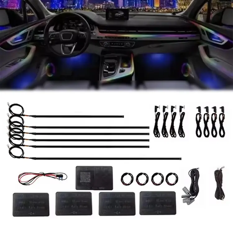 Acrylic Chasing RGB Auto Atmosphere Light 18 In 1 LED Strip Interior Decorative Lamp APP Control Car Ambient Light Symphony