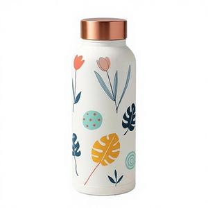 Grande bouteille d'eau en cuivre pur de style zen asiatique, récipient jetable pour la consommation intérieure et extérieure, mariages, voyages, Vedela - Product Image 1