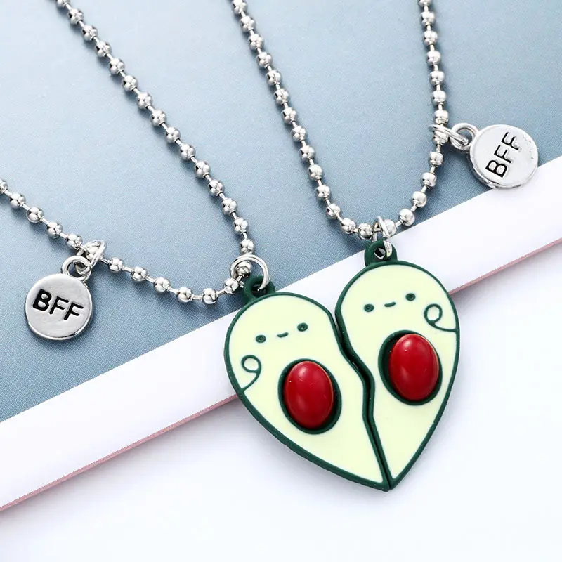 XL23001 nuovo Design stile coreano simpatico cartone animato collana di Avocado in metallo di alta qualità lega gocciolante BFF collana di amicizia
