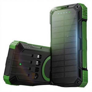 Batterie externe solaire 20000 mAh avec charge sans fil, charge rapide, station d'alimentation portable, câbles intégrés et lampe torche pour l'extérieur - Product Image 3