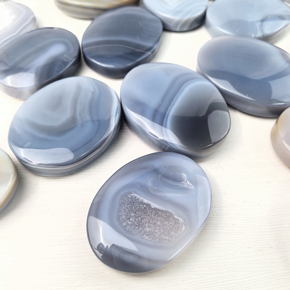 Gray Agate Palm Stone