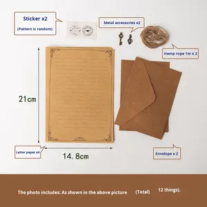 Ensemble de papier à lettres enveloppe de style européen rétro créatif et beau avec cire à cacheter recyclable pour cadeau et artisanat - Product Image 6