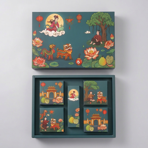 Boîte cadeau rigide avec design artistique du Festival de la Lune, en carton rectangulaire, emballage haut de gamme pour cadeaux artisanaux, impression quadricolore - Product Image 1