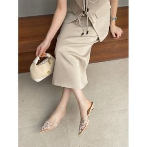 QuiteS 2026 Nuovi Sandali Ricamati Slip-On Tinta Unita con Tacco Basso e Punta Chiusa, <span class=keywords><strong>Scarpe</strong></span> <span class=keywords><strong>Eleganti</strong></span> e Sexy da Ufficio per Donne - Product Image 4