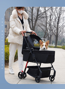 2025 Poussette pour chien personnalisée Poussette <span class=keywords><strong>double</strong></span> pliable pour animaux de compagnie avec support détachable, <span class=keywords><strong>chariot</strong></span> à 4 roues pour chien et chat avec panier de rangement - Product Image 6