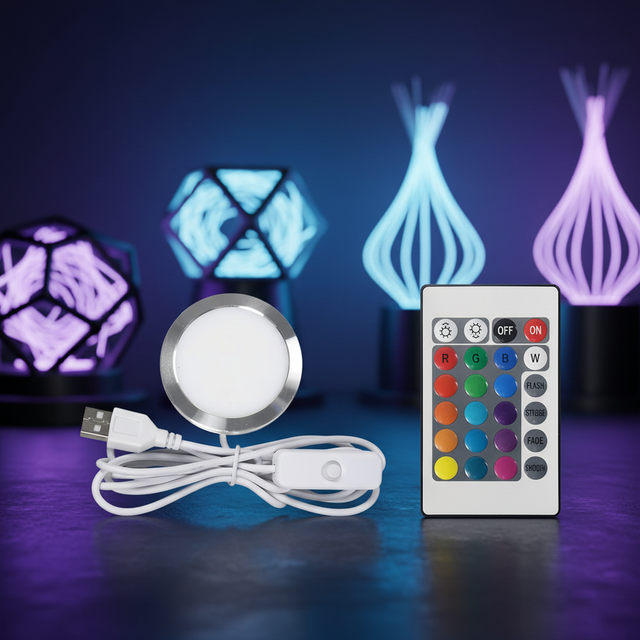 LED Lamp Kit 001 for Bambu Lab 16 Colors RGB Remote Control DIY LED Light Kit Makerworld 3D Printing Model Night Lamp