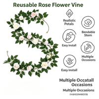 Guirlande florale en soie pour décoration d'arche de mariage, cadre de porte, cérémonie extérieure, toile de fond murale, arrangement de roses artificielles