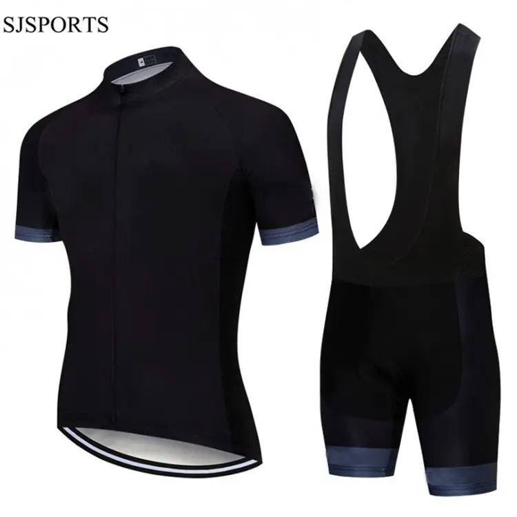 No MOQ Short Sleeve black Cycling Kits Bib Short Set Men Bicycle Wear Custom Cycling Jersey