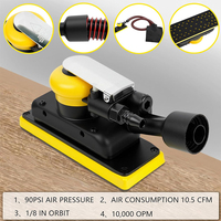 Lijadora Neumática para Automóviles de 70x198 mm, Pulidora de Aire, Lijadora Orbital Aleatoria, Eficiencia para Carrocería de Automóviles, Almohadilla de Velcro, Aspiración Central