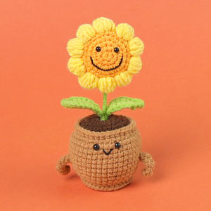 Pianta in vaso di girasole con vaso di fiori artificiali all'ingrosso fiore lavorato a maglia di lana - Product Image 3