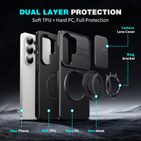 Vente en gros d'usine, TPU PC antichoc, magnétique puissant, 360° °   Coque de protection avec support et protection caméra pour Samsung S26 S25 S24