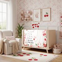 Couverture de photographie pour nouveau-né super douce, design personnalisé, imprimé cerises, couverture mensuelle pour bébé pour marquer les étapes importantes