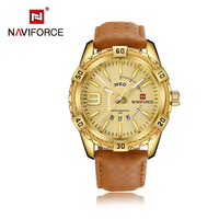 Montre à quartz NAVIFORCE NF9117 pour homme, bracelet en cuir, affichage lumineux de la date et du jour, montre de voyage publicitaire