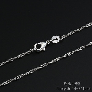Collar Plateado para Mujer, Cadena de Ondas, 16 18 20 22 24 26 28 30 Pulgadas, Uso Diario, Regalo, Joyería, Plata Tibetana - Product Image 4
