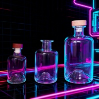 Bouteilles en verre cylindriques personnalisées de 120 ml/270 ml/375 ml/500 ml avec bouchon en liège pour boissons/vin, étiquette personnalisée, décoration avec estampage doré