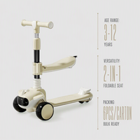 Trottinette Électrique Pliable à 3 Roues avec LED pour Enfants, en Plastique, Plusieurs Couleurs, pour Garçons et Filles