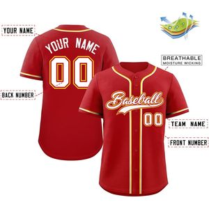 Custom Baseball Jersey Stitched Name <b>Number</b> Unisex <b>Adult</b> Moisture Wicking Red Baseball Collar - Product Image 3