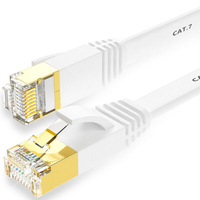 Cable Ethernet Plano Cat7, Chapado en Oro, Sin Enredos, Ultrafino, Cubierta de PVC Duradera, 10Gbps, STP Blindado, Cable de Conexión RJ45 para Juegos