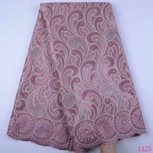 Tela de encaje africano de algodón suizo de alta calidad, tejido bordado de gasa nigeriana suiza para vestido de boda, 1425 - Product Image 6