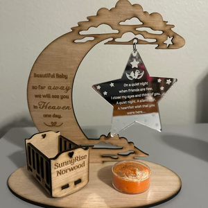 Le migliori vendite Custom Death Birth Anniversary Memories Display portacandele commemorativo per bambini in legno con stella acrilica - Product Image 4