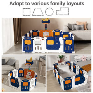 คอกกั้นเด็กแบบพับได้ OEM ODM พร้อมของเล่น สไลเดอร์ ชิงช้า ห่วงบาสเก็ตบอล รั้วเด็ก สำหรับเล่นในร่มและกลางแจ้ง ปลอดภัยสำหรับเด็กวัยเตาะแตะ - Product Image 6