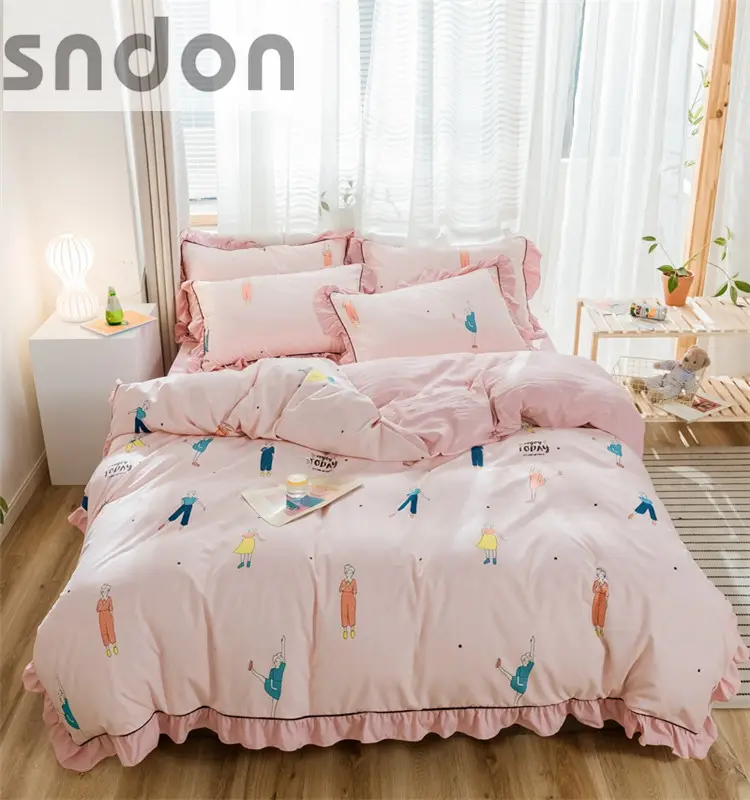 Полиэстер/хлопок, удобное Хлопковое одеяло с принтом на заказ, четыре комплекта постельного белья
