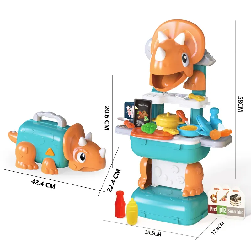 Simulazione giocattolo per la casa per bambini in età prescolare gioco finto di Fast Food dinosauro immagazzinaggio tavolo Hamburger Rocket set di casetta