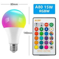 A80 15W Smart RGB Led Light Multi Color Changing Dimmable Smart Bulbs E27 RGBW Led Bulb avec télécommande