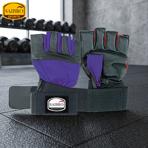 Gants de fitness demi-doigts SAIBRO en cuir PU avec sangle de poignet réglable pour musculation et gym, unisexe - Product Image 3