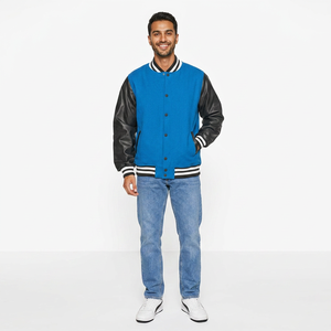 Chaqueta Varsity 100% Algodón para Hombre, Transpirable, Cuello Alto, Cierre de Botones Cubiertos, Ropa Casual de Invierno, Alta Calidad, Cálida - Product Image 1