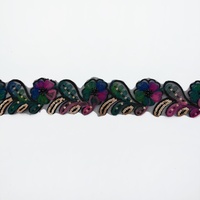 Dentelle en maille de haute qualité à motif floral en éventail avec perles, idéale pour la vente en gros de robes de mariée, chaussures, manches, abayas et sacs