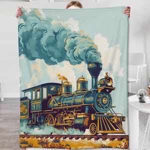 Colorful Steam Train Flannel <b>Blanket</b> <b>Throw</b> <b>Blanket</b> Nap <b>Blanket</b> Fade Resistant Lightweight for Winter Warmth Custom Print - Product Image 5