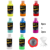 Kit de peinture acrylique fluide 8 couleurs 60ml avec entonnoir inclus pour l'art de le coulage DIY Fabriqué en Chine