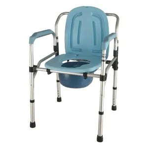 Chaise de toilette confortable, en acier, réglable, pour patients et personnes âgées, idéale pour hôpital et à la maison