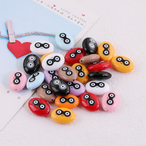 Cuentas Sueltas Ovaladas con Emojis, de Resina Acrílica, con Orificio Recto, para Manualidades y Joyería, Color Aleatorio - Product Image 1