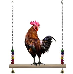 Columpios para Aves de Corral, Gallinas, Loros, con Juguetes de Madera Natural Coloridos para Pollos, Campanas Colgantes, Columpio para Pollos - Product Image 1