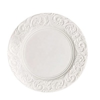 Assiettes de présentation en plastique blanc transparent de mariage élégant avec bordure dorée chargeurs d'assiettes à dîner antiques de 13 pouces