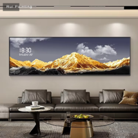 Horloge murale électronique créative haut de gamme en aluminium doré Rizhao Jinshan avec lampe et peinture pour la décoration du salon et de la chambre