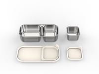 Boîte à bento en métal anti-fuite Snack Conteneurs de stockage des aliments avec couvercle en silicone transparent Boîte à bento en acier inoxydable pour enfants