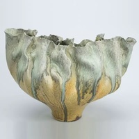 Vase de table en céramique peint à la main, style abstrait vintage, en grès, pour projets hôteliers et décoration artistique, vente en gros