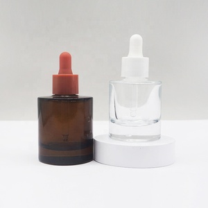 Vuông vai tinh dầu nhỏ giọt Chai Thủy Tinh Huyết thanh 30ml 50ml chăm sóc da bao bì chai tròn Hot Bán nâu hổ phách mỹ phẩm - Product Image 4