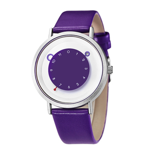 Men's waterproof minimalist quartz <b>watch</b> with large dial suitable for students unisex leather strap. - Product Image 4