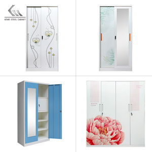 Armoires de Chambre Modernes Chinoises : Petites Armoires Métalliques à Portes Coulissantes ou Battantes, Rangement Gain de Place, Penderie en Acier - Product Image 2