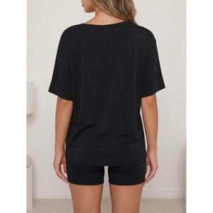 Fisoew Ensemble de détente pour femme, t-shirt oversize et short de motard, tenue assortie respirante pour l'été - Product Image 4