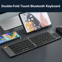 Clavier portable multi-appareils ultra-fin pliable rechargeable sans fil avec mini pavé tactile BT pour téléphone tablette ordinateur portable Android Windows