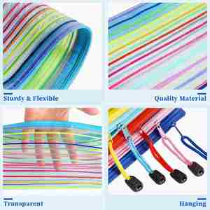Bolsa de Archivo Transparente de Poliéster Resistente y Colorida, Tamaño A6, con Cierre, para Documentos de Oficina, Bolsa de Malla con Cierre, Anti-deformación - Product Image 2