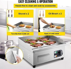 Plancha Eléctrica Comercial para Carne, Parrilla de Acero Inoxidable, <span class=keywords><strong>Asador</strong></span> de Carne, 110V-220V, 3 Meses de Garantía - Product Image 2