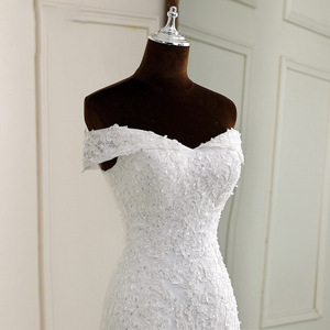 Off Shoulder Mermaid Wedding Dress <b>White</b> <b>Lace</b> Sweetheart Neckline Bridal Gown Formal Dress - Product Image 4